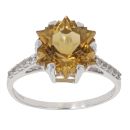 9ct White Gold Cubic Zirconia and Citrine Solitaire Ring