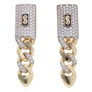 14ct Yellow Gold Monaco Alternate Cubic Zirconia Pave Drop Earrings