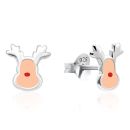 Silver 5x6mm Reindeer Stud Earrings