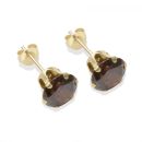 9ct yellow gold 7mm brown CZ stud Earrings