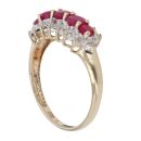 9ct Yellow Gold 0.02ct Diamond And Ruby Three Row Ring