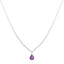 9ct White Gold 0.03ct Diamond And Amethyst Pendant And Chain 18"