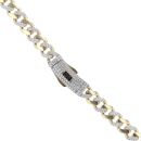 14ct Yellow Gold Monaco Curb Alternate Cubic Zirconia Pave Lock Chain 18"