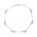 9ct White Gold Created Pink Sapphire and Diamond Bracelet 7"