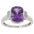 9ct White Gold 0.10ct Diamond And Amethyst Ring