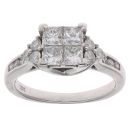 18ct White Gold 1.15ct Princess And Brilliant Cut Diamond Cluster Ring