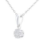 9ct White Gold Diamond Cluster Pendant Necklace