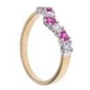 9ct Yellow Gold Pink Gemstone And Cubic Zirconia Wishbone Ring