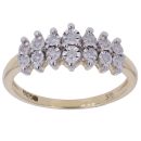 9ct Yellow Gold 0.10ct Brilliant Cut Diamond Cluster Ring