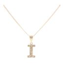 9ct Yellow Gold Letter I Pendant And Chain 18"