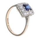9ct Yellow Gold Created Sapphire And Cubic Zirconia Cluster Ring