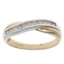 9ct Yellow And White Gold 0.25ct Brilliant Cut Diamond Crossover Ring