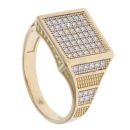 14ct Yellow Gold Cubic Zirconia Square Signet Ring