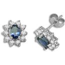 18 Carat White Gold Diamond-52pts Sapphire 1.65ct Diamond Earrings
