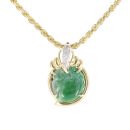 18ct Yellow Gold Jade and 0.10ct Diamond Pendant and Chain 18"