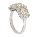 Platinum Princess And Brilliant Cut 3.00ct Yellow And White Diamond Cluster Ring