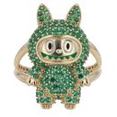 14ct Yellow Gold Green Gemstone Bunny Ring