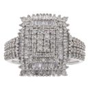 9ct White Gold 1.00ct Brilliant Cut Diamond Cluster Ring