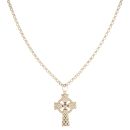 9ct Yellow Gold Celtic Patterned Cross Pendant And Chain 22"
