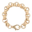 9ct Yellow Gold Patterned And Plain Belcher Bracelet 9"