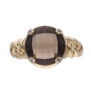 9ct Yellow Gold Smokey Quartz And 0.02ct Diamond Ring