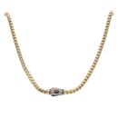 14ct Yellow Gold Monaco Cube Pave Lock Chain 26"