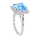 9ct White Gold Blue Topaz and Diamond Square Dress Ring