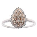 9ct White and Rose Gold 0.90ct Brown and White Diamond Cluster Ring