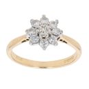 18ct Yellow Gold 0.45ct Brilliant Cut Diamond Floral Cluster Ring
