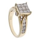 9ct Yellow Gold 2.00ct Diamond Princess And Brilliant Cut Cluster Ring