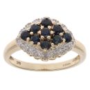 9ct Yellow Gold 0.10ct Diamond And Sapphire Cluster Ring