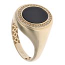 9ct Yellow Gold Cubic Zirconia and Onyx Oval Signet Ring