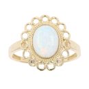 9ct Yellow Gold Created Opal Single Stone Ring