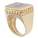 14ct Yellow Gold Monaco Cubic Zirconia and Black Enamel Square Signet Ring