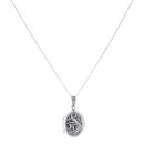 Silver Patterned Locket And Chain 18" By Icesia