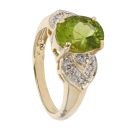 9ct Yellow Gold Green Gemstone and 0.10ct Diamond Dress Ring