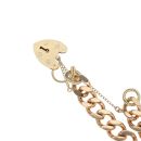 9ct Yellow Gold Curb Heart Lock Charm Bracelet 7"