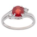9ct White Gold Orange Sapphire and Cubic Zirconia Ring