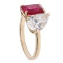 Lab Grown 9ct Yellow Gold 2.07ct Pear Cut Diamond And Created Ruby Ring