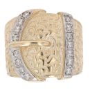 9ct Yellow And White Gold Cubic Zirconia Buckle Ring