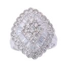 18ct White Gold 2.00ct Brilliant And Baguette Cut Diamond Cluster Ring