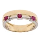 18ct Yellow and White Gold Three Stone Ruby Ring
