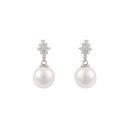 Sterling Silver Cultured Freshwater Pearl And Cubic Zirconia Stud Earrings