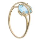 9ct Yellow Gold Blue Topaz Single Stone Crossover Ring