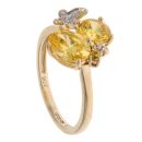 9ct Yellow Gold 0.04ct Diamond And Citrine Butterfly Ring