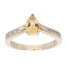 9ct Yellow Gold Created Citrine And Diamond Stone Set Ring
