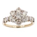 9ct Yellow Gold 2.00ct Diamond Cluster Ring