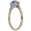 18ct Yellow Gold 0.10ct Diamond and Blue Zirconia Three Stone Ring