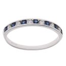 9ct White Gold 0.35ct Diamond And Sapphire Half Eternity Ring