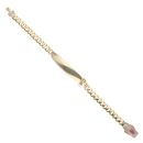 14ct Yellow Gold Monaco Classic Pink Girl Pave Lock ID Bracelet 5.5"